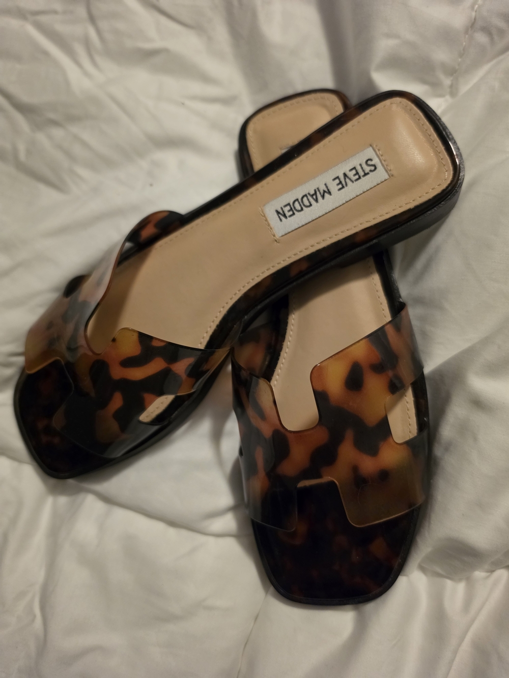 Steve Madden Women’s Tortoiseshell Slide Sandals - Brown/Black